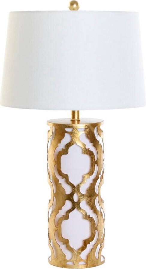 DKD Home Decor Bureaulamp Wit Gouden PVC Metaal 60 W 220 V 40 5 x 40 5 x 74 5 cm