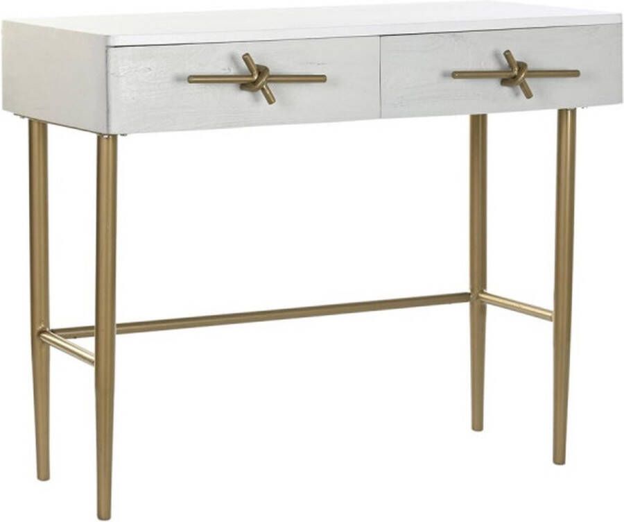 DKD Home Decor Console Wit Multicolour Gouden Metaal Ijzer Mangohout 30 x 40 cm 90 x 45 x 74 cm