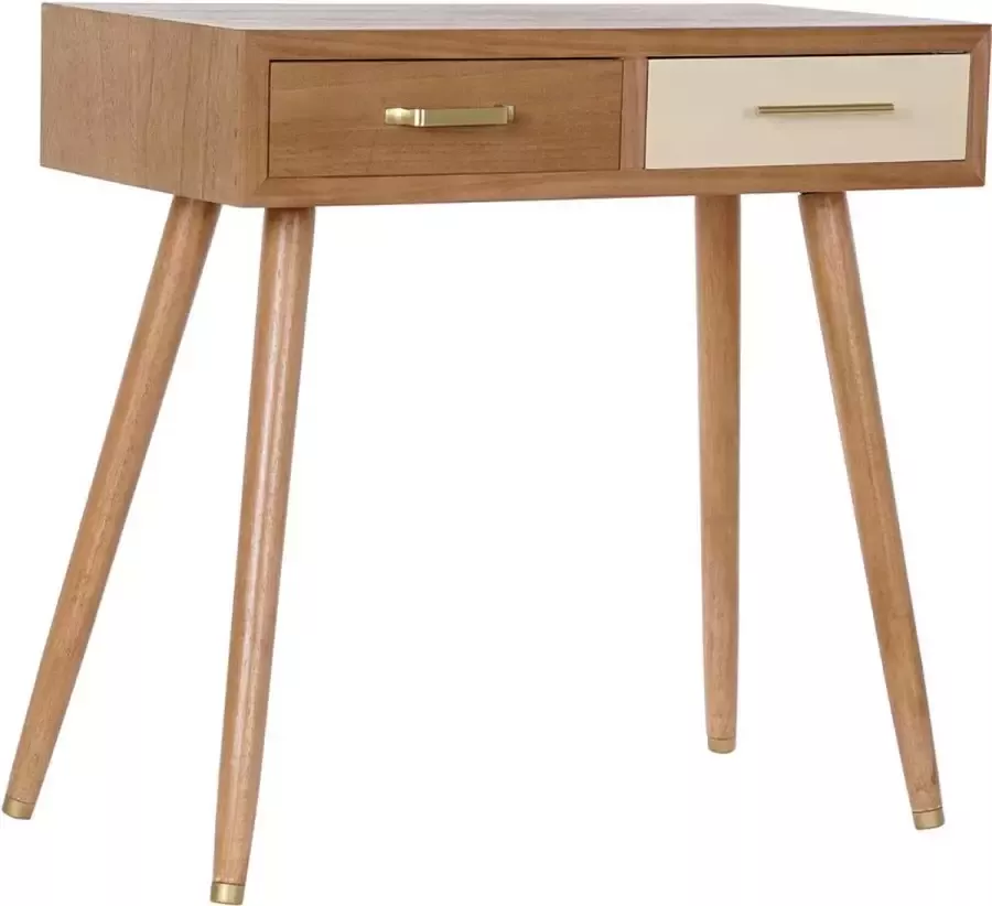 DKD Home Decor Console Grijs Metaal Crème Paulownia hout (80 x 40 x 78 cm)