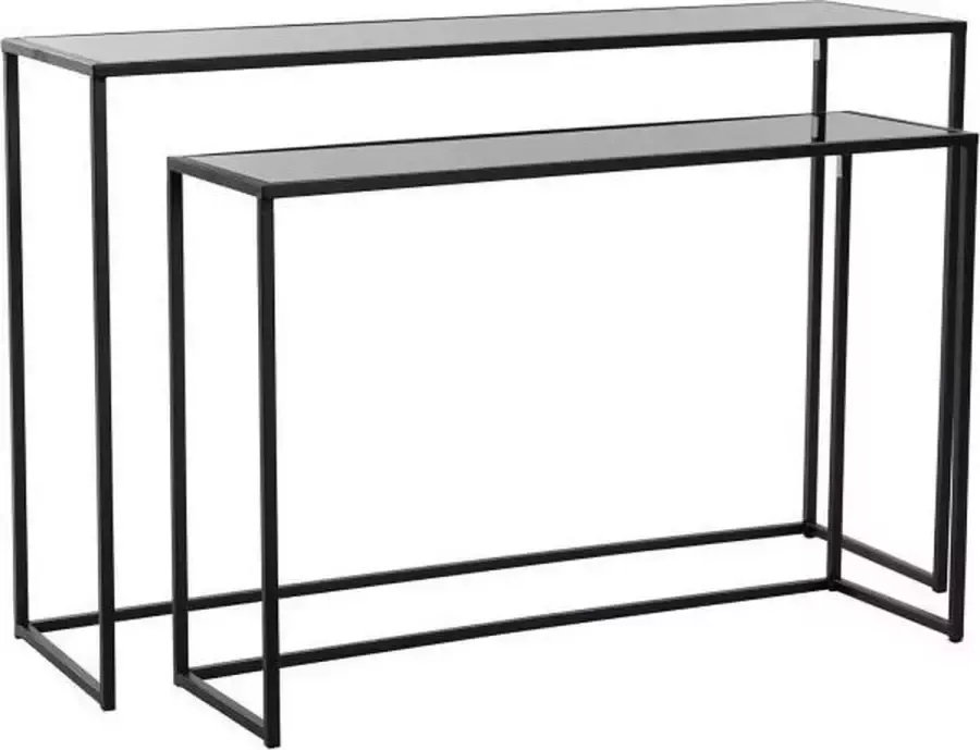 DKD Home Decor Console Kristal Zwart Metaal (100 x 30 x 65 cm) (80 x 25 x 55 cm) (2 pcs)