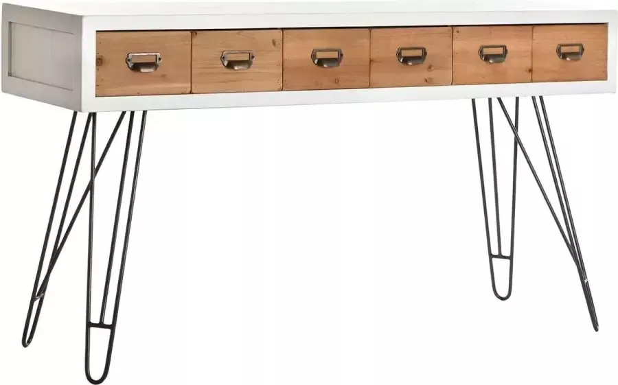DKD Home Decor Console Spar Natuurlijk Metaal Wit (140 x 40 x 77 cm)