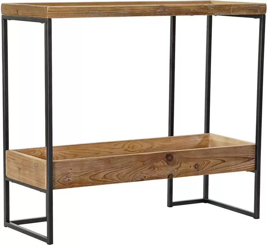 DKD Home Decor Console Spar Zwart Metaal Lichtbruin (90 x 35 x 80 cm)
