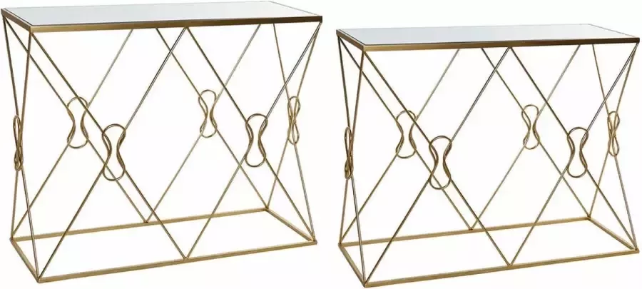 DKD Home Decor Console Spiegel Gouden Metaal (102 x 36 x 81 cm) (97 x 31 x 76 cm) (2 pcs)