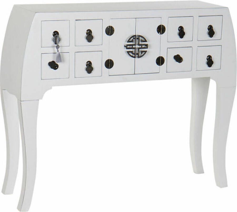 DKD Home Decor Console Spar Zilverkleurig Wit Hout MDF 98 x 26 x 80 cm