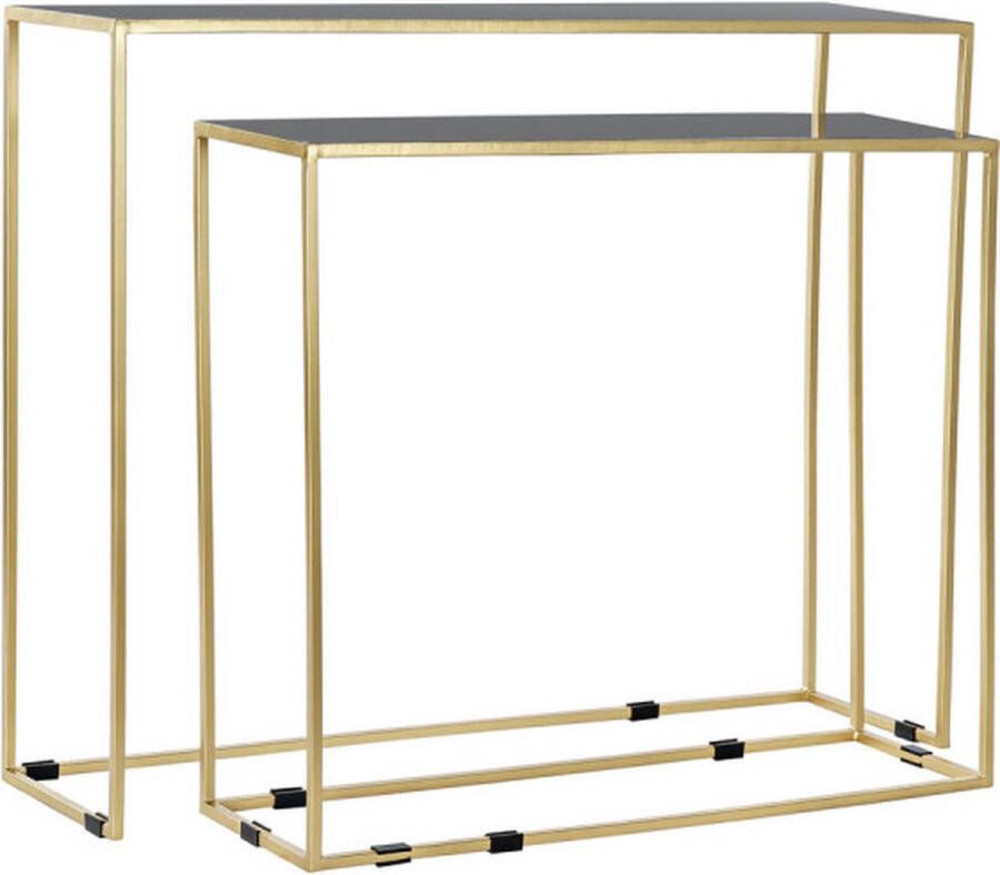 DKD Home Decor Console Zwart Gouden Aluminium Marmer Modern (100 x 28 x 80 cm) (2 Stuks)
