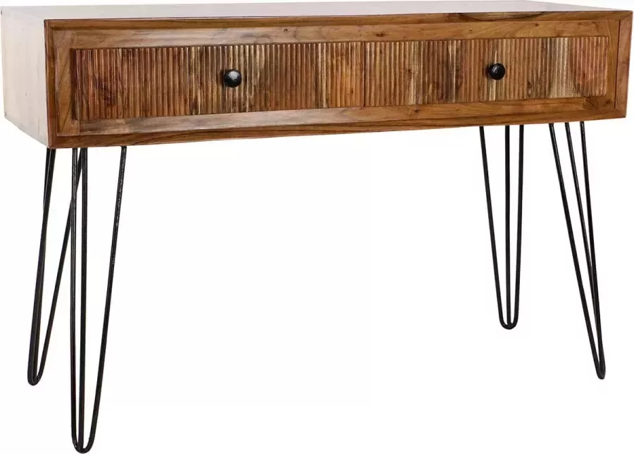 DKD Home Decor Console Zwart Metaal Bruin Acacia (118 x 40 x 77 cm)
