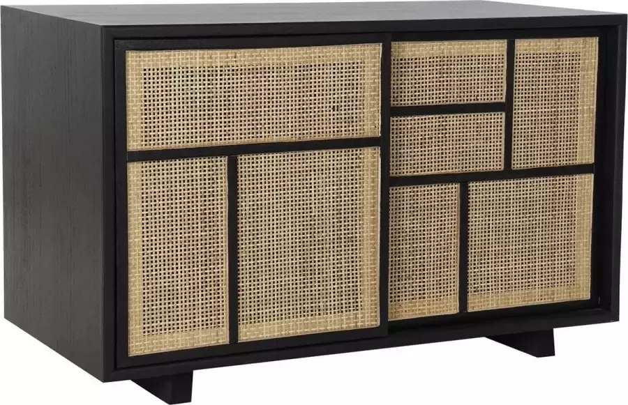 DKD Home Decor Dientafel Natuurlijk Zwart MDF Rotan Paulownia hout (80 x 38 x 50 cm) - Foto 2