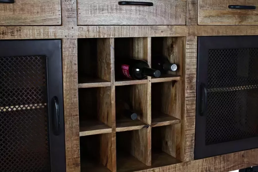 DKD Home Decor Dientafel Zwart Grijs Metaal Donkerbruin Mangohout (150 x 43 x 90 cm)