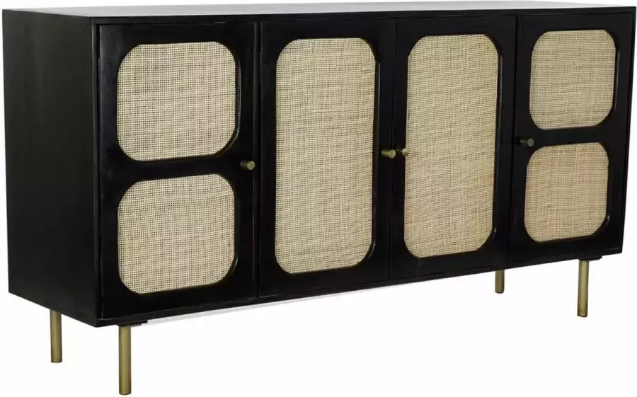 DKD Home Decor Dientafel Zwart Natuurlijk Rotan Mangohout (150 x 40 x 78 cm) - Foto 2