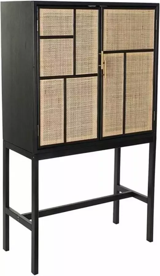 DKD Home Decor Dientafel Zwart Paulownia hout 80 x 40 x 145 cm Natuurlijk Hout MDF