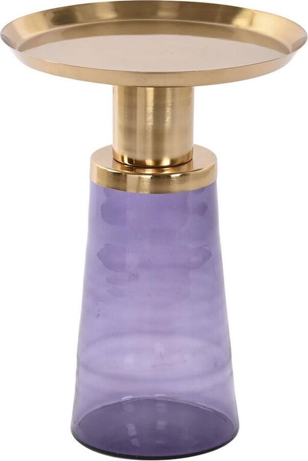 DKD Home Decor Bijzettafel 37 x 37 x 50 cm Kristal Blauw Gouden Ijzer