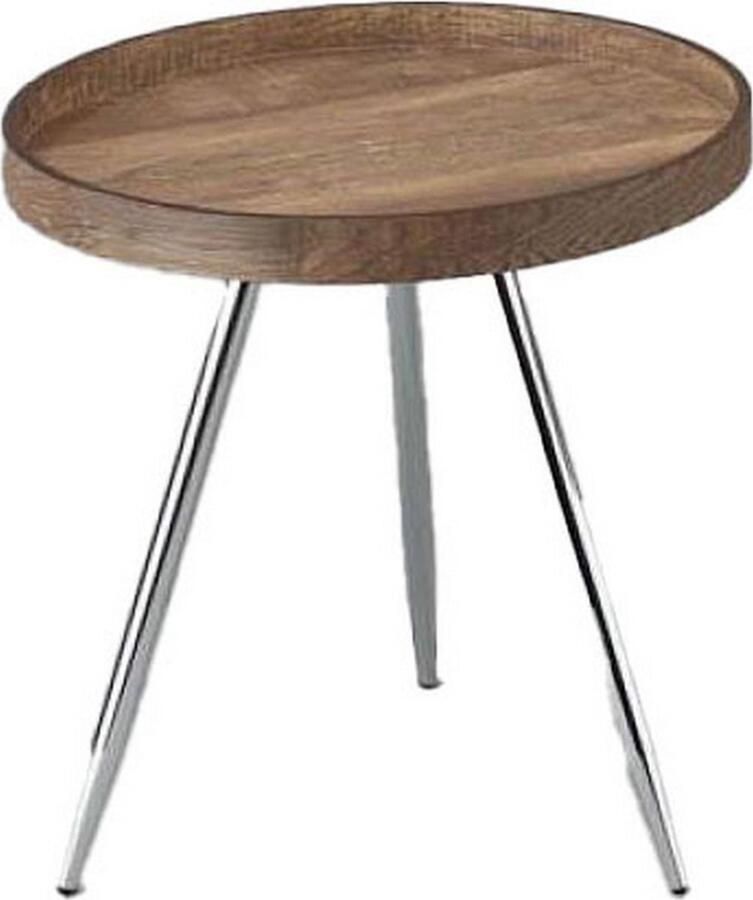 DKD Home Decor Bijzettafel 45 8 x 45 8 x 47 5 cm Zilverkleurig Staal Donkerbruin Hout MDF