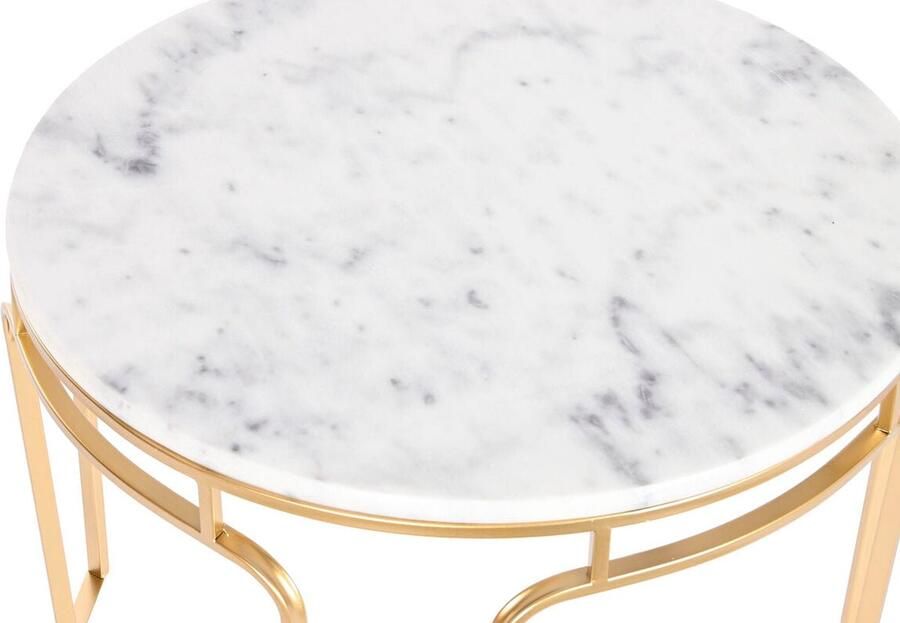 DKD Home Decor Bijzettafel 60 x 60 x 44 5 cm Gouden Metaal Wit Marmer