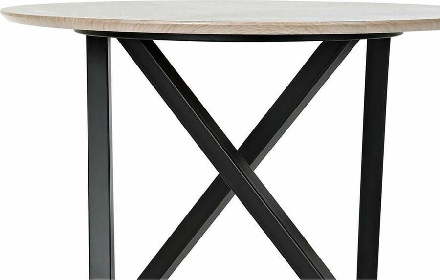 DKD Home Decor Bijzettafel Zwart Metaal Hout Lichtbruin (65 x 65 x 49 5 cm)
