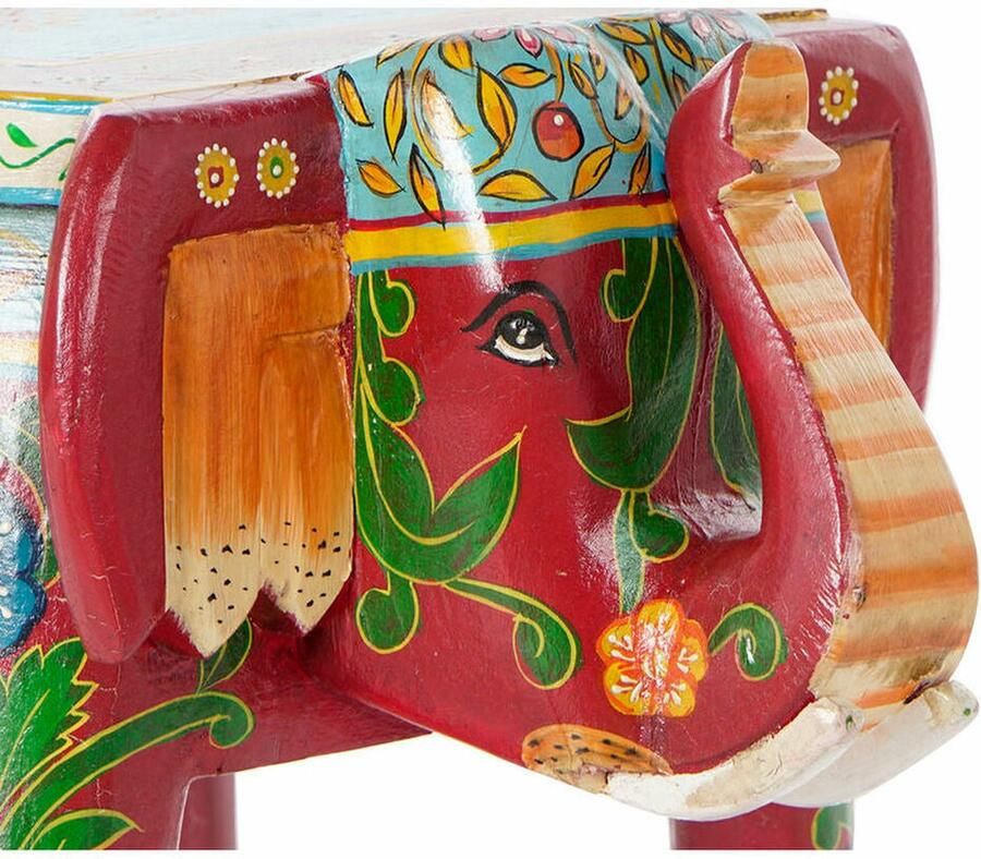 Bijzettafel DKD Home Decor Bruin Multicolour Acryl Mangohout Olifant (45 x 34 x 34 cm)