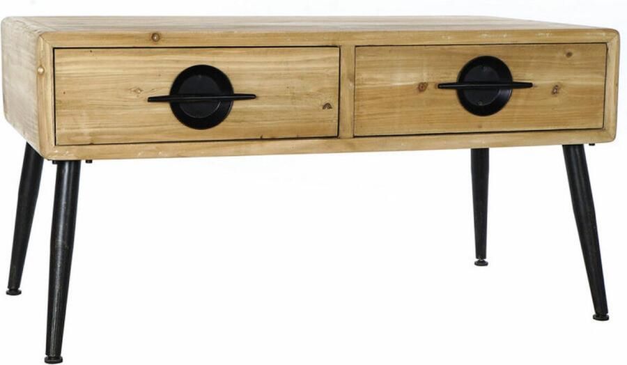 DKD Home Decor Bijzettafel Bruin Zwart Metaal Spar (100 x 50 x 52.5 cm)