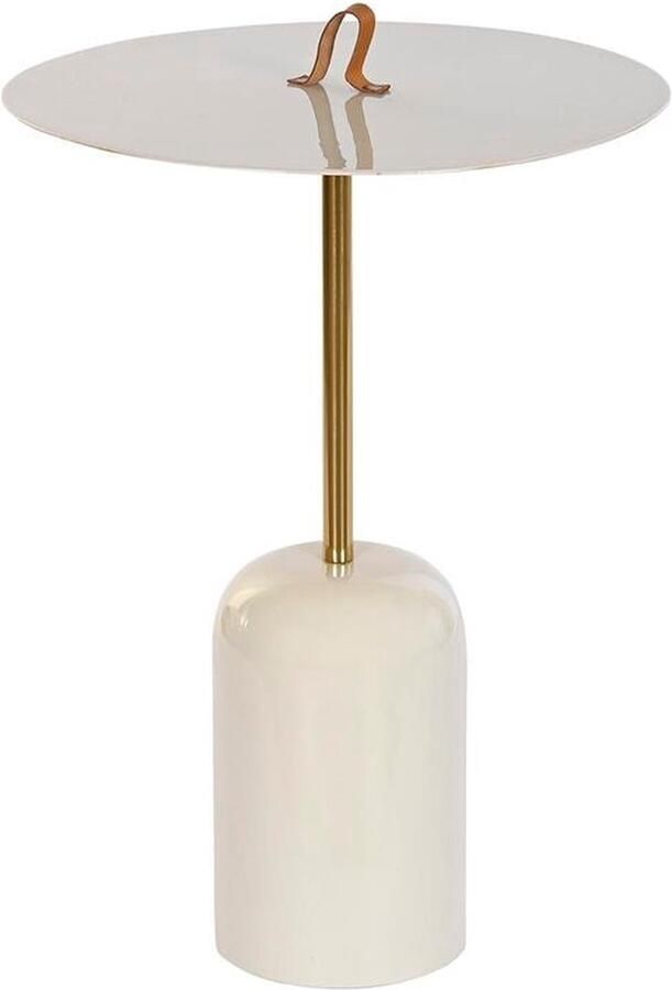 DKD Home Decor Bijzettafel Grijs Leer Ijzer Coating (40 x 40 x 56 cm)