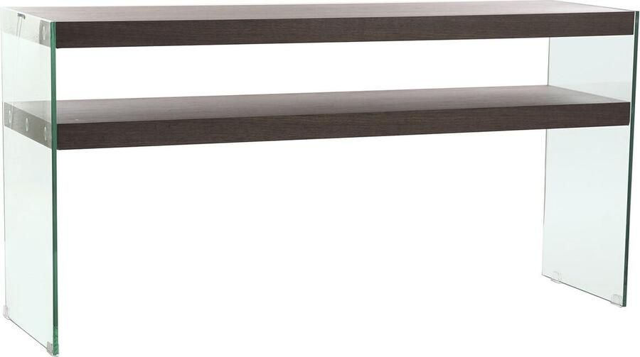 DKD Home Decor Bijzettafel Kristal Bruin Transparant Walnoot 160 x 45 x 80 cm Hout MDF