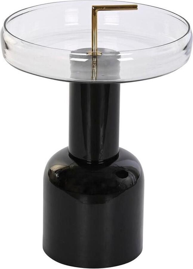 DKD Home Decor Bijzettafel Kristal Zwart Transparant Ijzer Coating (41 x 41 x 57 cm)