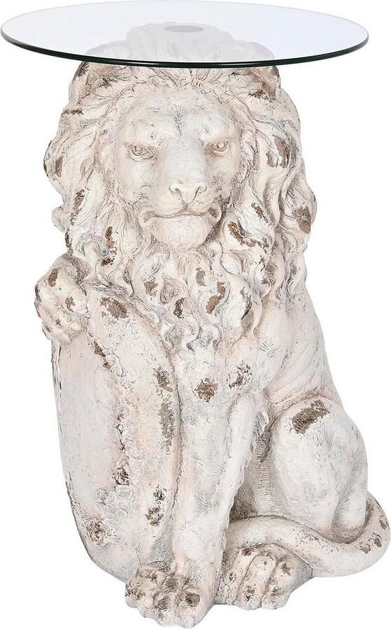 DKD Home Decor Bijzettafel Leeuw Grijs Magnesium (52 x 44 x 72 cm)