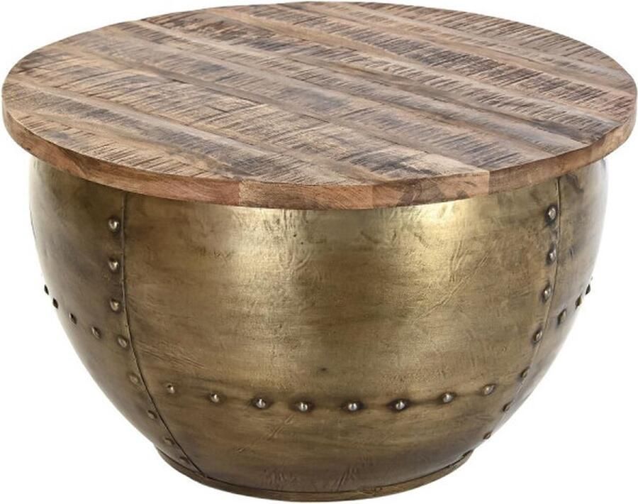 DKD Home Decor Bijzettafel Metaal Aluminium Mangohout (68 x 68 x 44 cm)