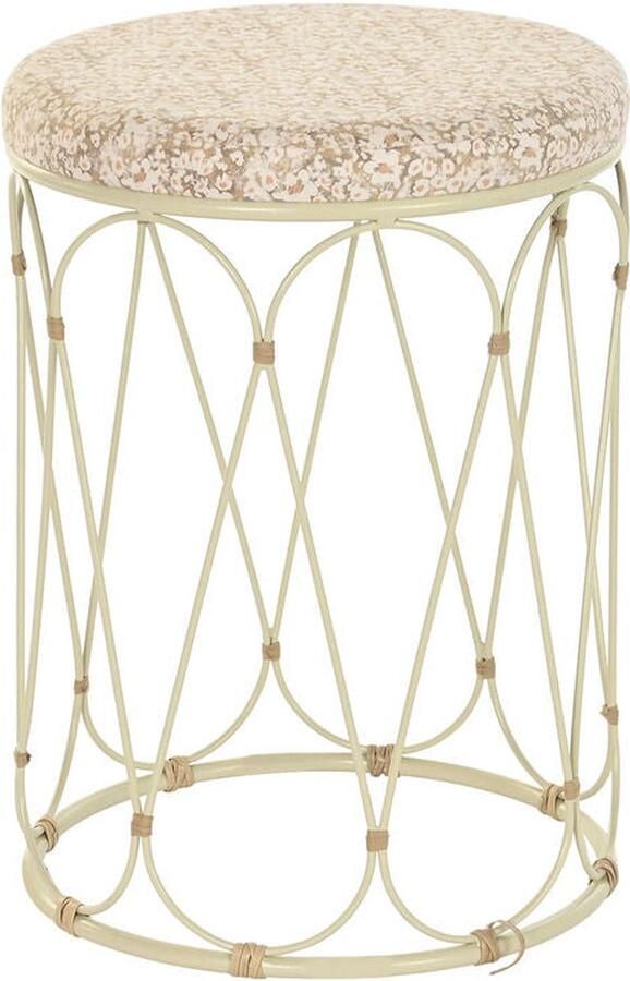 DKD Home Decor Bijzettafel Natuurlijk Metaal Crème Rotan (35 x 35 x 49 cm)