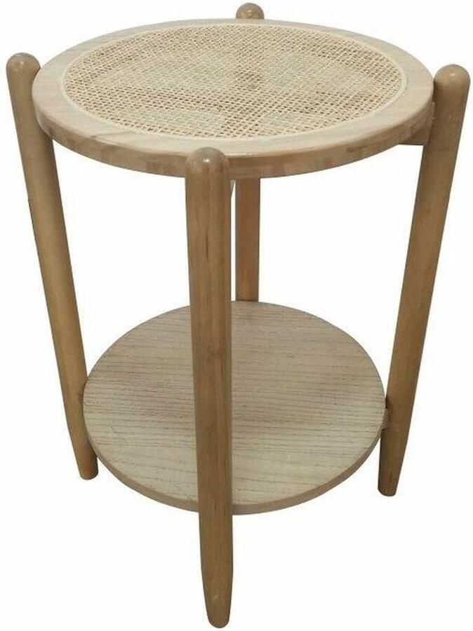 DKD Home Decor Bijzettafel Natuurlijk Rotan Paulownia hout (38 x 38 x 54 5 cm)