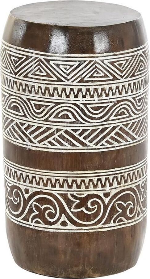 DKD Home Decor Bijzettafel Natuurlijk Wit Basilicumhout (28 x 28 x 50 cm) (29 x 29 x 50 cm)