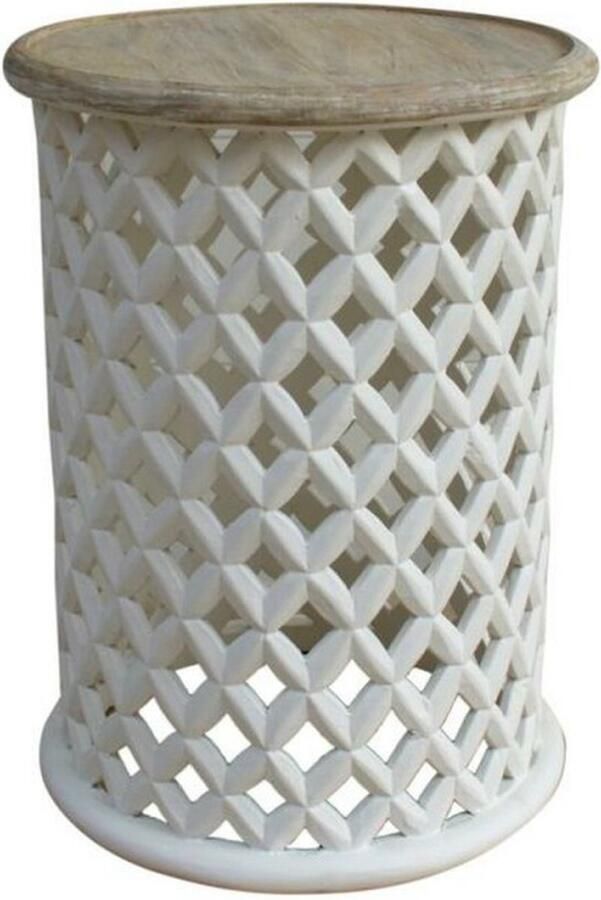 DKD Home Decor Bijzettafel Natuurlijk Wit Mangohout (45 x 45 x 62 cm)