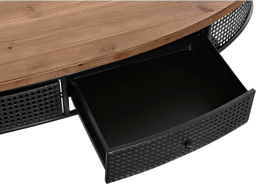 DKD Home Decor Bijzettafel Spar Zwart Metaal Bruin 120 x 58 x 42 cm