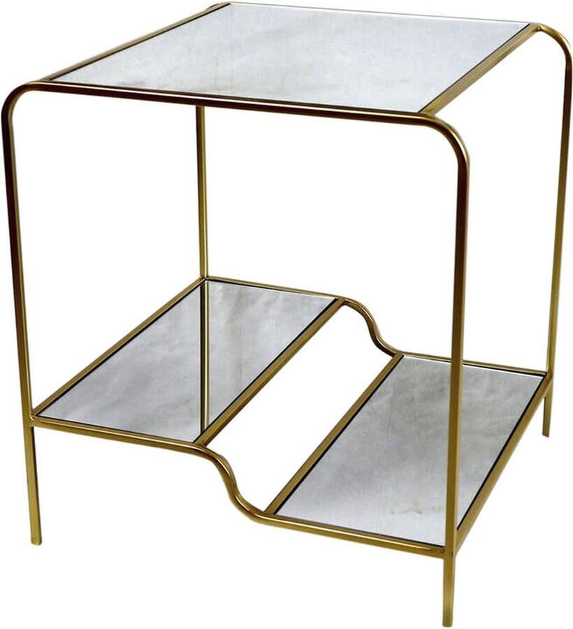 DKD Home Decor Bijzettafel Spiegel Gouden Metaal (50 x 50 x 55 cm)