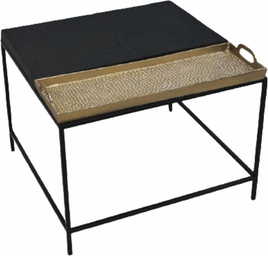 DKD Home Decor Bijzettafel Zwart Gouden Staal Aluminium (63 x 62 x 44 cm)