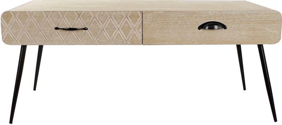 DKD Home Decor Bijzettafel Zwart Koper Natuurlijk Metaal Hout MDF 100 x 52 x 42 5 cm
