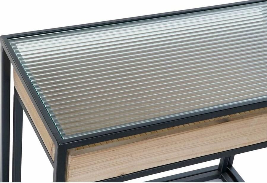 DKD Home Decor Bijzettafel Zwart Metaal Kristal (2 pcs)