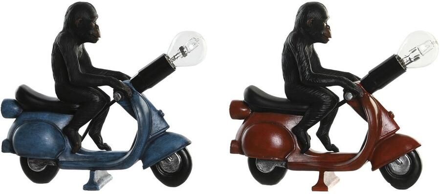 DKD Home Decor Bureaulamp Rood Blauw Hars 220 V 40 W (24 5 x 10 x 23 5 cm) (2 Stuks)