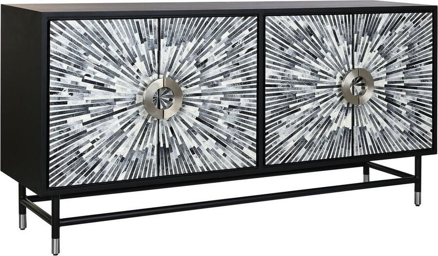 DKD Home Decor Dientafel 160 x 40 x 80 cm Zwart Grijs Wit Bot Hars Hout MDF