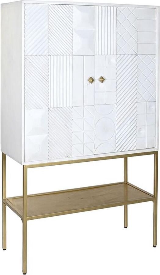 DKD Home Decor Dientafel Gouden Metaal Wit Mangohout (91 x 44 x 152 cm)