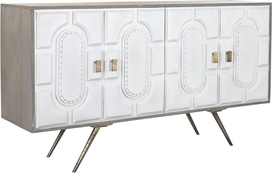 DKD Home Decor Dientafel Grijs Gouden Metaal Wit Mangohout (152 x 43 x 84 cm)