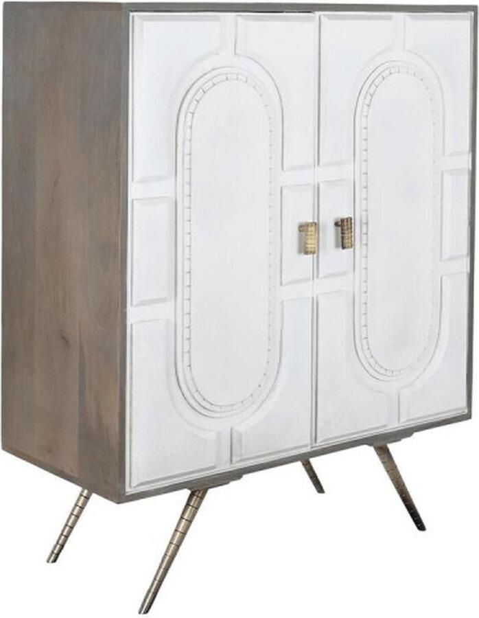 DKD Home Decor Dientafel Grijs Gouden Wit Blik Mangohout (93 x 41 x 114 cm)