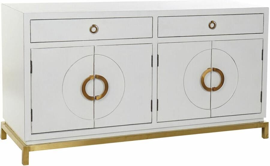DKD Home Decor Dientafel Kamakura Wit Gouden Metaal Populier 150 x 50 x 80 cm (150 x 50 x 80 cm)