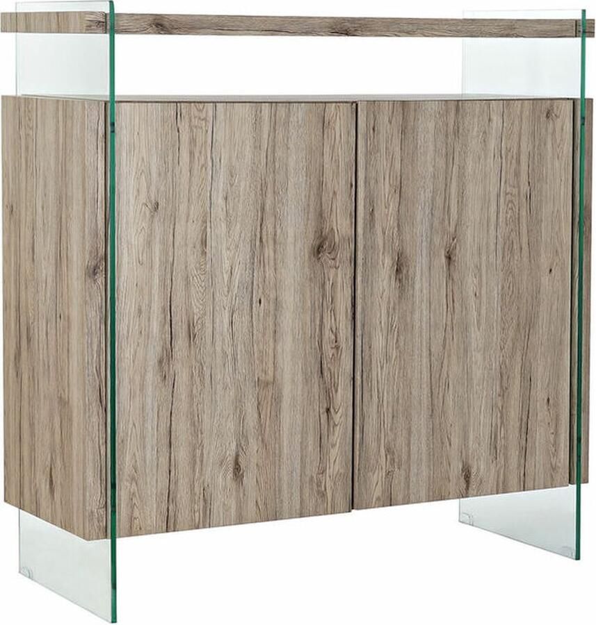 DKD Home Decor Dientafel Natuurlijk MDF Gehard glas (120 x 44 x 120 cm)