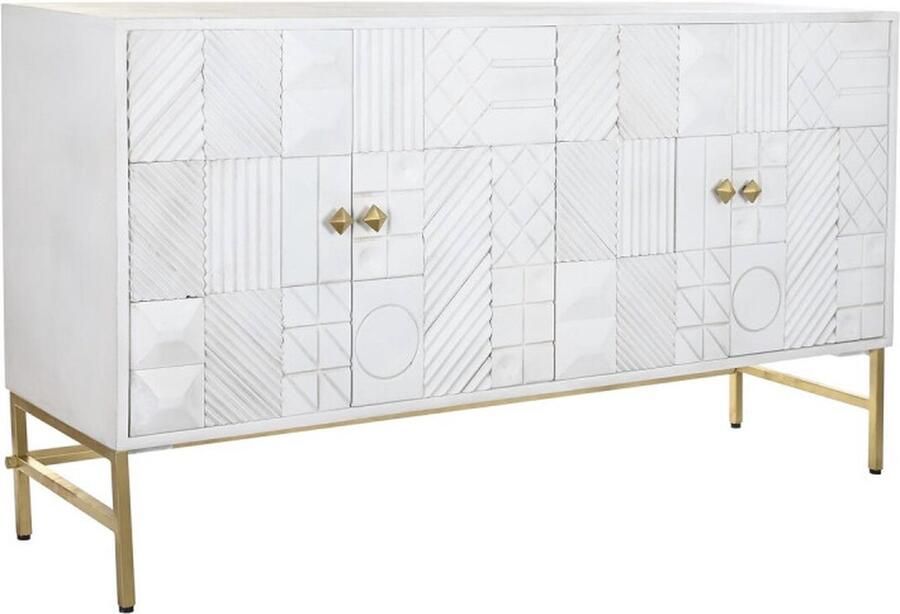 DKD Home Decor Dientafel Ruiten Wit Blik Mangohout (157 x 43 x 84 cm)