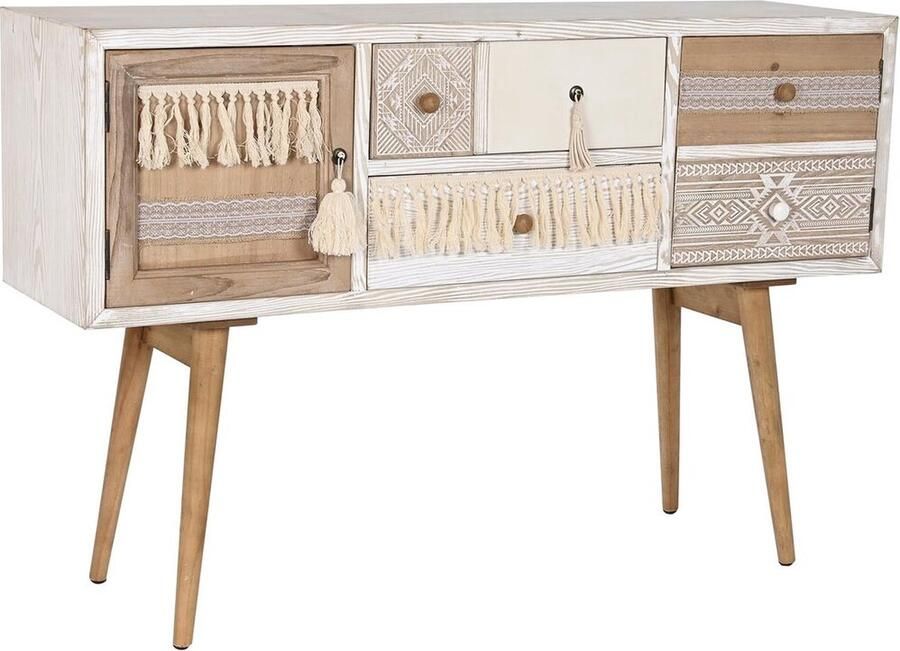 DKD Home Decor Dientafel Spar Katoen Wit (120 x 35 x 80 cm)