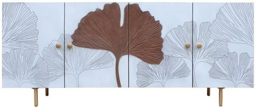 DKD Home Decor Dientafel Wit Bruin Gouden Metaal Mangohout 177 x 45 x 75 cm