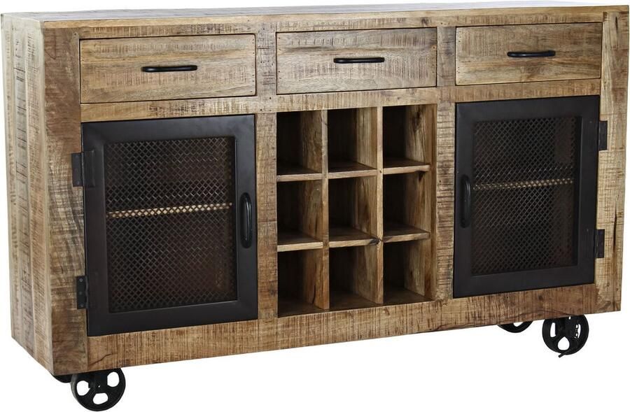 DKD Home Decor Dientafel Zwart Grijs Metaal Donkerbruin Mangohout (150 x 43 x 90 cm) - Foto 2