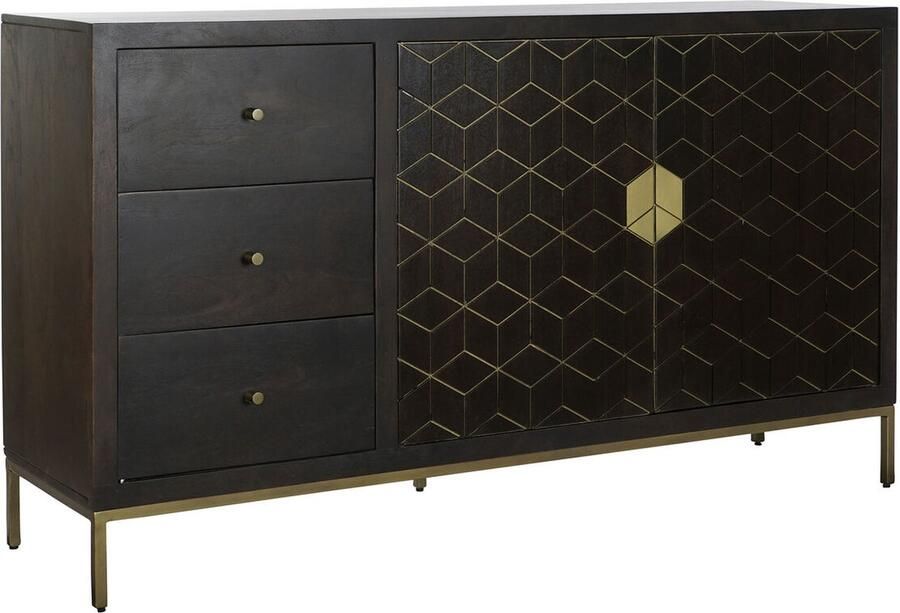 DKD Home Decor Dientafel Zwart Metaal Acacia 160 x 40 x 90 cm