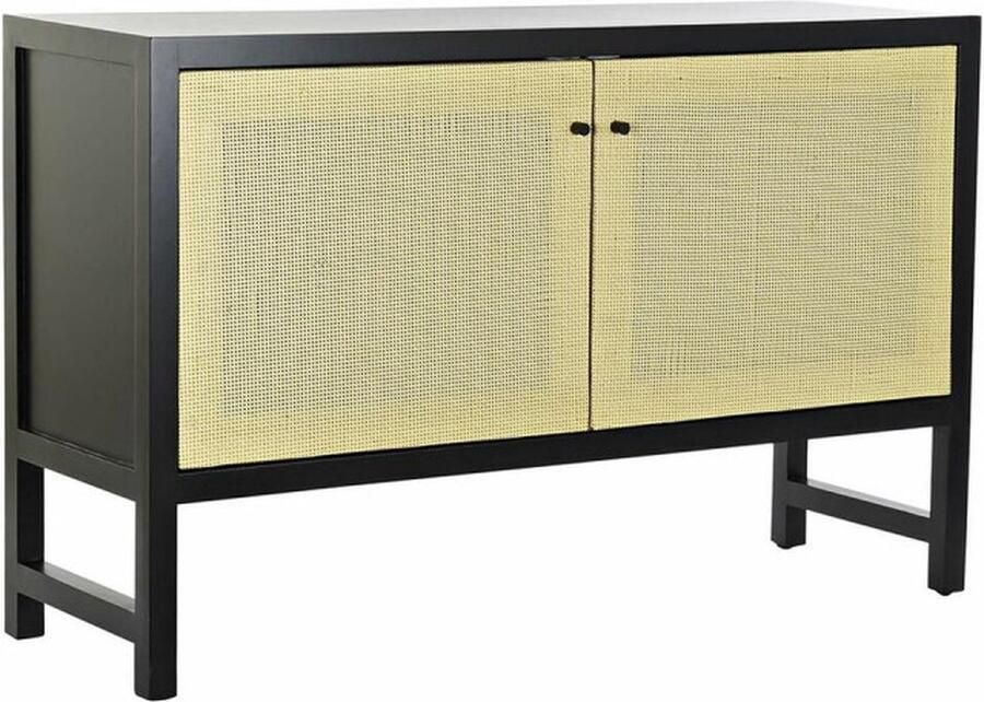 DKD Home Decor Dientafel Zwart Spar Natuurlijk Rotan (120 x 38 x 76 cm)