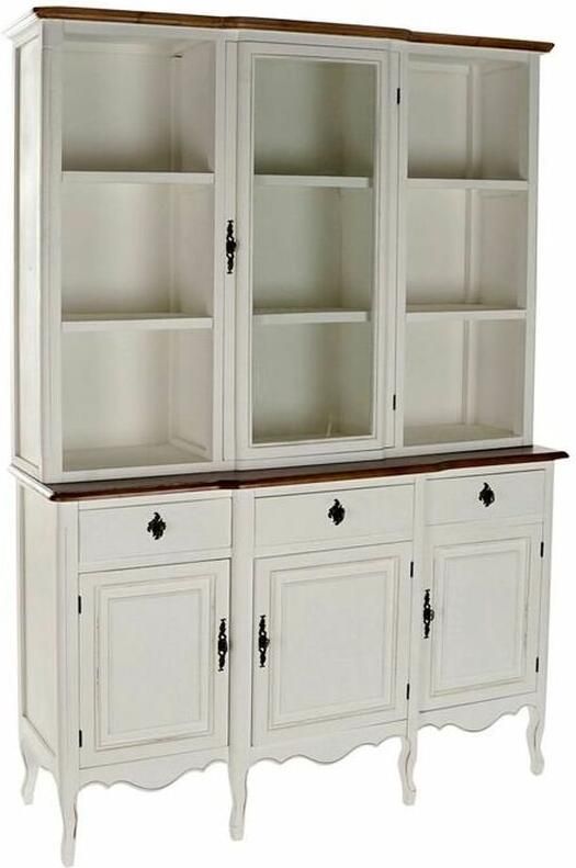 DKD Home Decor Display Standaard Wit Bruin Kristal Paulownia hout (138 x 45 x 199 cm)