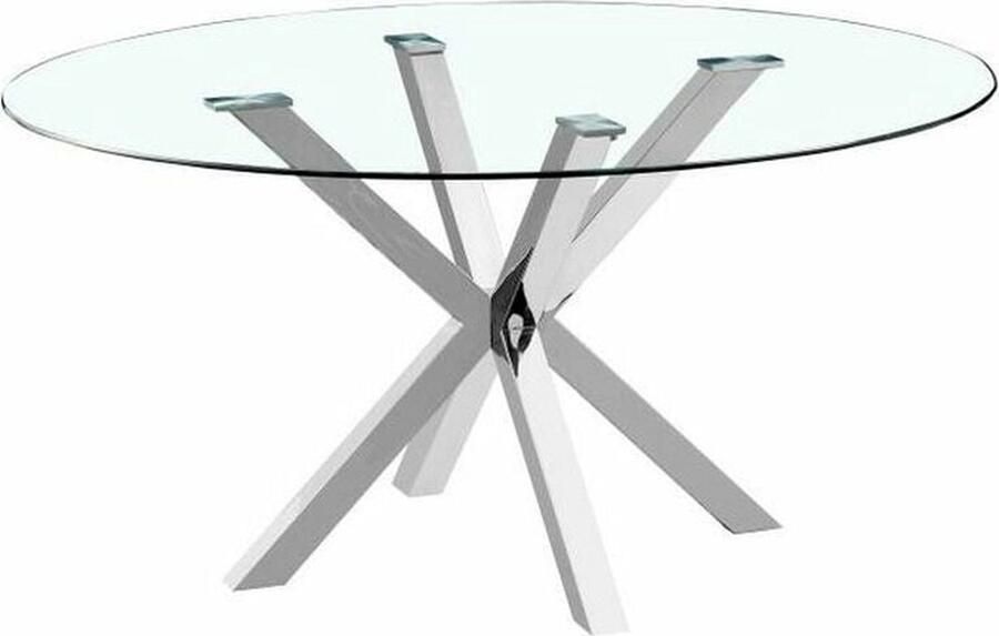 DKD Home Decor Eettafel 110 x 110 x 76 cm Kristal Zilverkleurig Staal