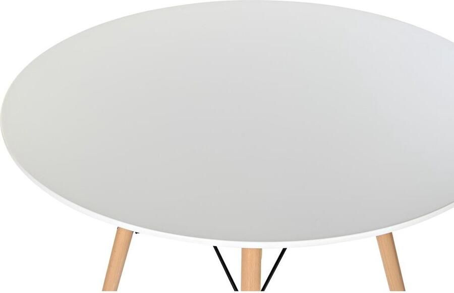 DKD Home Decor Eettafel 90 x 90 x 74 cm Natuurlijk Zwart Aluminium Wit Berken Hout MDF